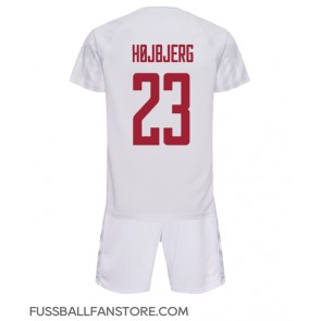 Dänemark Pierre-Emile Hojbjerg #23 Replik Auswärtstrikot Kinder WM 2022 Kurzarm (+ Kurze Hosen)